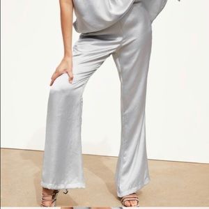 Zara silver satin pants